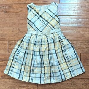 Bonnie Jean Girls' Gold and White Plaid Bow Easter Dress